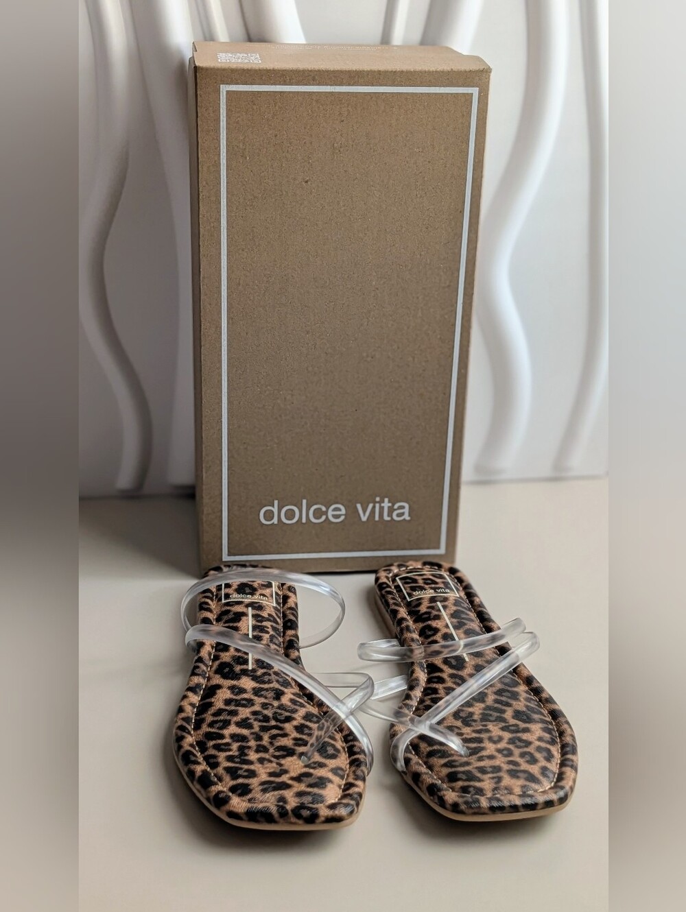 Dolce Vita Leanna Leopard Clear Strap Slide Sandals Size 8 NIB